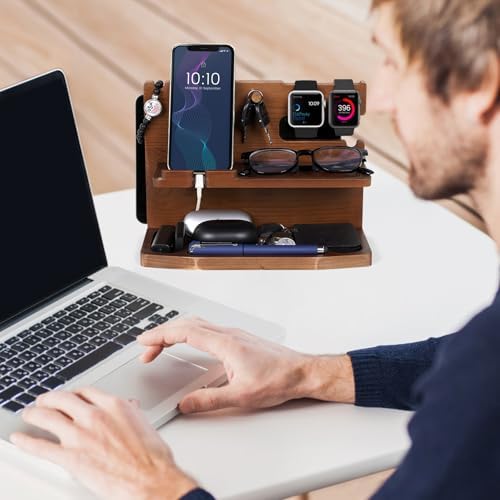 Premium 3-in-1 Wooden Charging Stand for i Phone 16/15/14/13/12 & Apple Watch – Ultimate Nightstand Organizer for Men – Ideal Gift for Dad, Husband, Boyfriend, or Son – Enhanced Speed & Compatibility with Air Pods – Perfect for Father’s Day, Anniversaries & Holidays – Stylish & Functional i Phone Charger Station for All Apple Devices – A Must-Have Tech Accessory for the Modern Man – Elevate Your Gifting with This Unique Natural Wood Design – Effortlessly Charge Your i Phone, Apple Watch, and Air Pods in One Sleek Station – Standby Mode Convenience Meets Aesthetic Appeal – Perfect for Home or Office Use – Impress Your Loved Ones with a Thoughtful and Practical Gift that Combines Style and Utility – The Go-To Choice for Apple Enthusiasts Seeking Quality & Performance in Charging Solutions.