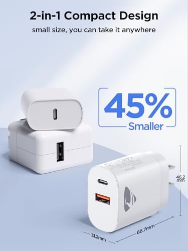 40 W 4-Port USB Wall Charger Duo – High-Speed Quick Charge 3.0 Adapter for i Phone 16/15/14/13/12/11 Pro Max, Samsung & Android Devices – Compact Power Block for Home, Office, and Travel Needs