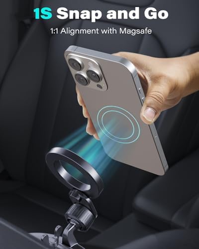 Mag Safe CD Slot Car Phone Holder – Ultimate 17 Magnet Magnetic Mount for i Phone 12-16 Series – Tool-Free Installation for Safe Hands-Free Navigation – Pop Grip Ring for Superior Stability – Essential Accessory for a Tidy Vehicle Interior