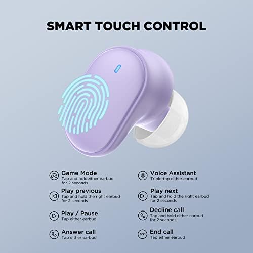 Elevate Your Audio Experience with HTC True Wireless Bluetooth Earbuds – Featuring Cutting-Edge Bluetooth 5.3 for Rapid Connectivity, 24-Hour Playtime, and Low Latency Gaming Mode – Stylish Transparent Charging Case – Perfectly Crafted for Gamers & Music Enthusiasts – Superior Sound Quality, Intuitive Touch Controls & Effortless Wireless Charging for Unmatched Convenience and Durability