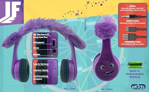 Safe Sound Wireless Kids Headphones – Foldable Bluetooth Earphones with Built-In Microphone – Volume-Limited Design for Hearing Protection – Perfect Portable Audio Solution for School and Travel – AUX-Compatible, Durable, Lightweight, and Stylish