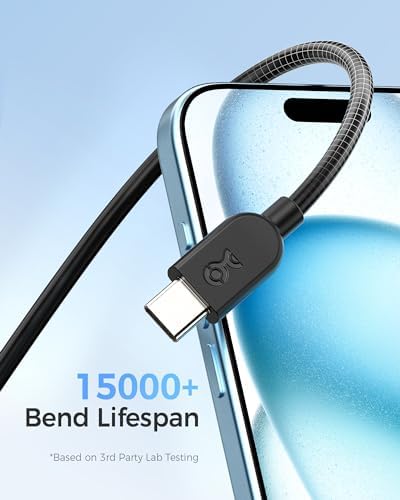 Ultra-Flexible 10 FT USB A to USB C Cable Set – 3-Pack for Seamless Charging & Data Transfer | Compatible with i Phone 16/15 Pro Max Plus, Galaxy S23, Apple Car Play & Android Auto | Premium White Design for Maximum Versatility and Speed