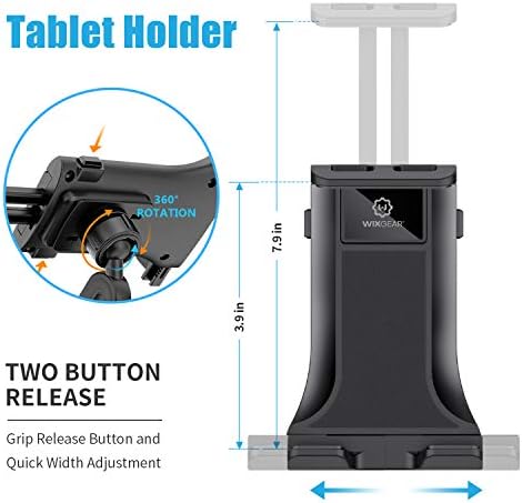 Versatile Wix Gear Car Tablet Holder – Adjustable Cup Holder Mount for i Pad & Tablets 7″-10.2″ – Universal Device Compatibility with Height Customization – Ultimate Hands-Free Driving Experience