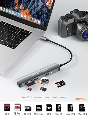 Sleek 5-in-1 USB C Hub Multiport Adapter – Aluminum 4 K HDMI, 1 Gbps Ethernet & 3 USB 3.0 Ports for Enhanced Connectivity on Mac Book Pro/Air, i Pad Pro & Surface Go – Ultimate Solution for Fast Data Transfer & Seamless Streaming