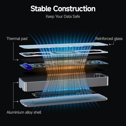 High-Speed M.2 NVME/SATA SSD Enclosure – USB 3.2 Gen 2 Adapter for 2230/2242/2260/2280 Drives, Maximize Data Transfer Performance with 10 Gbps Speeds, Durable Aluminum Design for Optimal Cooling and Portability, Perfect for Professionals and Gamers Seeking Quick Access to Large Files