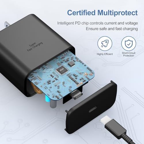 Dual-Port 45 W Super Fast USB C Charger for Samsung Galaxy S24/S23/S22/Note Series – Power Delivery & Programmable Power Supply for Rapid Charging, Enhanced Safety, and Travel-Friendly Design