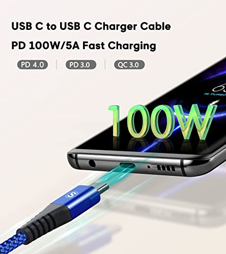 sweguard 100 W USB C to USB C Charger Cable [3.3 ft, 2-Pack] – Ultimate Fast Charging Solution for i Phone 15 & 16 Pro Max, Mac Book, i Pad Pro, and Samsung Galaxy S Series – Durable, High-Speed Compatibility for All Your Devices