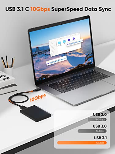 High-Speed 1 FT USB C to Micro B Cable – 10 Gbps Data Transfer for i Phone 15, Seagate & WD External Hard Drives – Durable Braided Design for Enhanced Connectivity & Reliability – Perfect Length for Travel & Desk Use – USB 3.1 Type C Compatible