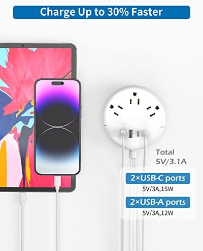 NTONPOWER 10 FT 2 Prong to 3 Prong Power Strip with 4 USB Ports – Wall-Mountable Non-Grounded Outlet Adapter for Enhanced Device Charging and Flexible Placement in Older Homes – 180° Non-Polarized Design for Maximum Convenience and Safety