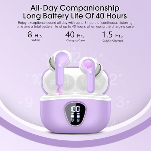 Elevate Your Sound Experience with Premium Wireless Earbuds – Advanced Bluetooth 5.4, Hi-Fi Stereo Audio, and ENC Noise Cancellation for Crystal-Clear Calls, IP7 Waterproof Design for Active Lifestyles, 48-Hour Playtime with LED Battery Display, Chic Rose Gold Finish for Everyday Elegance in Sports and Leisure