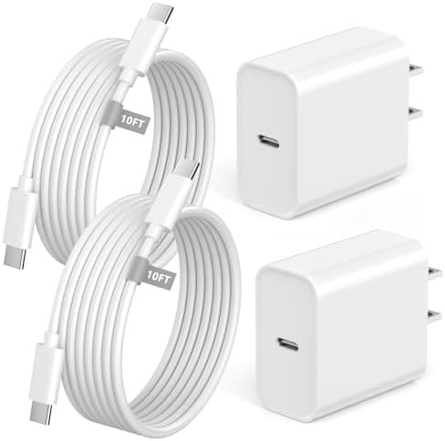 Revitalize Your Charging Experience with the i Phone 16 Fast Charging Duo: 2-Pack 20 W USB-C Wall Chargers & 10 FT C-to-C Cables for Ultimate Flexibility and Compatibility with i Phone 16 Series and More – Durable, MFi Certified, Perfect for On-the-Go Power Needs
