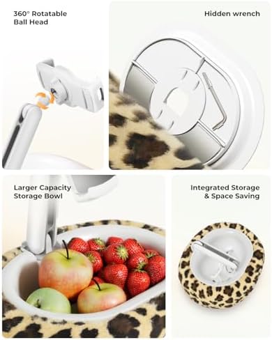 Leopard Print Kindle Pillow Stand – Plush Multi-Functional Tablet Holder with Integrated Snack & Cup Holders for Ultimate Hands-Free Comfort at Home – Compatible with Kindle, i Pad, and Smartphones – Perfect Cozy Reading Accessory for Bed & Couch Relaxation