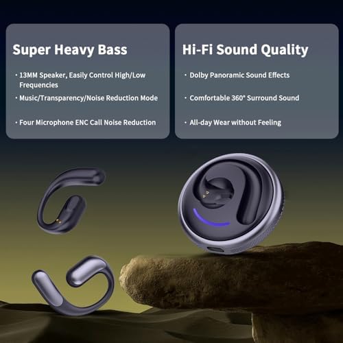Stylish Pink Open Ear Bluetooth 5.4 Earbuds – Sweat-Resistant True Wireless Headphones with ENC Microphone for Clear Calls, 8-Hour Playtime – Ideal for Active Lifestyles and Seamless Connectivity