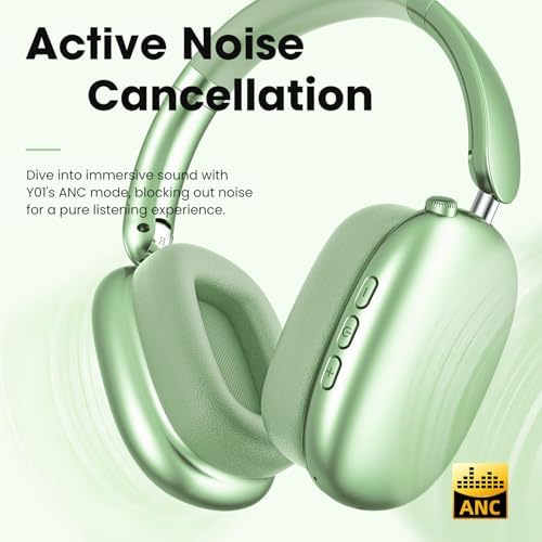 Transform Your Listening Journey with Y01 Wireless Over-Ear Headphones – Advanced Bluetooth 5.3, Superior Noise Cancellation, 48-Hour Battery Life, and Exceptional Comfort in Elegant Pink – Perfect for i OS, Android, Samsung, and PC Enthusiasts Seeking Seamless Audio Bliss