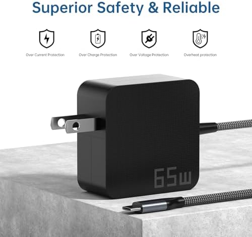 Power Up Anywhere: 65 W USB-C Laptop Charger – Ultra-Fast PD Power Adapter for Lenovo, ASUS & Samsung Galaxy – Lightweight, Universal Solution for Home, Office & Travel – Safe, Efficient Charging with Broad Device Compatibility