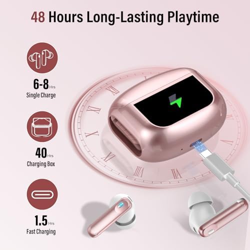 Thunelec Star Sand Purple Wireless Earbuds – Premium Bluetooth 5.4 Headphones with 48-Hour Battery, Advanced ANC/ENC Noise Cancellation, IPX7 Waterproof Protection, Touch Control, and Customizable EQ Modes for Ultimate Sound Experience in Any Environment