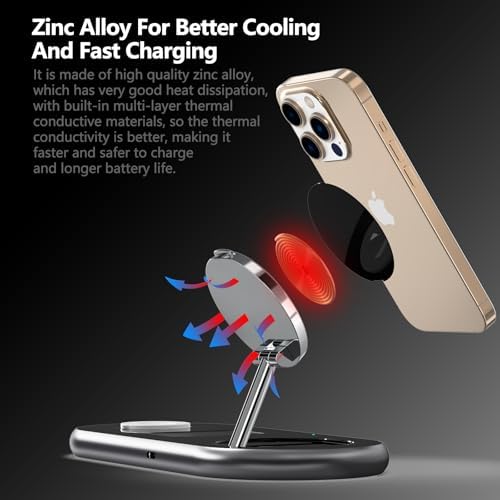 2025 Enhanced 3-in-1 Charging Station for Apple Devices | Fast Magnetic Mag-Safe Wireless Charger for i Phone 16/15/14/13/12, Apple Watch 1-10/Ultra, & Air Pods Pro | Sleek Silver Design | Compact & Portable Charging Solution for Home and Travel | Superior Compatibility and Rapid Charging Efficiency