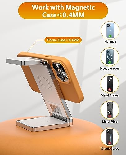 Revolutionize Your Charging Routine with the Ultimate 3-in-1 Mag-Safe Travel Dock: Lightning-Fast Wireless Charger for i Phone 15/14/13/12, Apple Watch & Air Pods – Compact, Magnetic Power Hub for Effortless On-the-Go Connectivity