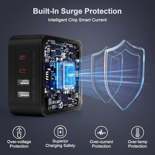 Effortless 60 W Fast Wireless Charger Pad for Samsung Galaxy S25 Ultra & i Phone 16 Series – Multi-Device Type C Hub with 4 Ports for Quick Charging and Enhanced Compatibility – Perfect for Shared Spaces and Tangle-Free Convenience