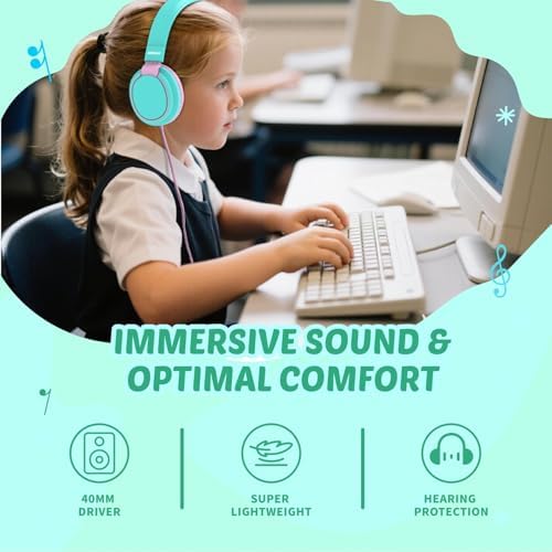 MIDOLA Kids Over-Ear Headphones: Safe Audio Experience with Noise Limitation, Foldable & Travel-Friendly Design, Custom Volume Control (85/110 d B), Built-In Microphone, and AUX Compatibility for School, Gaming, and Family Adventures in Sleek Black
