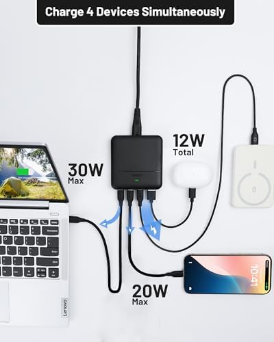 67 W 4-Port Ga N USB-C Power Hub – Ultra-Fast Charging Station for Mac Book Pro/Air, i Phone 16/15, i Pad, Samsung Galaxy S25/S24 Ultra, and Steam Deck – Streamlined Multi-Device Charging for Home and Travel Efficiency