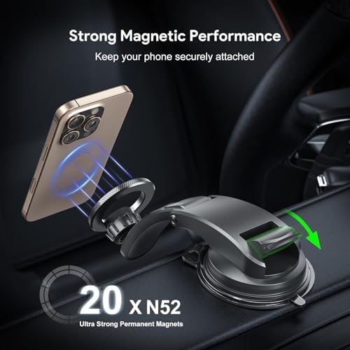 Esoulk Ring Magnetic Car Phone Holder – Ultimate Versatile Mount for Dashboard, Windshield & Air Vent – Strong Magnetic Grip for Enhanced Driving Safety – Compatible with Mag Safe & All Smartphone Models – Effortless Installation, Sleek Design, and Optimal Convenience for Modern Drivers