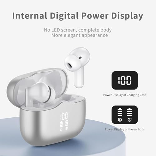 Bluetooth 5.3 Wireless Earbuds with Deep Bass – 40-Hour Playtime, IP7 Waterproof, and 4 HD Mics for Exceptional Call Clarity – Lightweight Design for Active Lifestyles – Perfect for Android & i OS Devices – Elevate Your Audio Experience