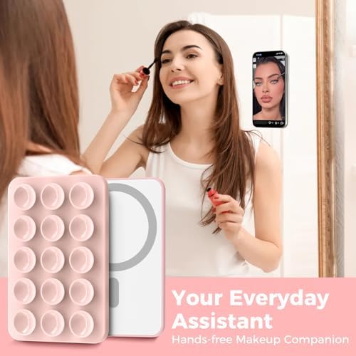 AHASTYLE Silicone Suction Phone Case Stand for iPhone 16/15/14/13/12 Series, Magnetic Suction Cup Phone Mount for iPhone MagSafe Phone Case, Mirror Shower Phone Holder, for TikTok Videos and Selfies – Enhanced Compatibility and Speed
