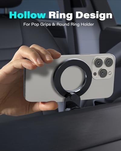 Mag Safe CD Slot Car Phone Holder – Ultimate 17 Magnet Magnetic Mount for i Phone 12-16 Series – Tool-Free Installation for Safe Hands-Free Navigation – Pop Grip Ring for Superior Stability – Essential Accessory for a Tidy Vehicle Interior