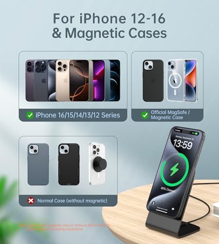 Elevate Your Charging Experience: Premium Magnetic Wireless Charger for i Phone 16/15/14/13/12 with 20 W USB-C Adapter – Fast, Elegant, and Versatile Charging Stand/PAD in Luxurious Gold – Enhanced Compatibility for Pro Max, Plus, Mini Models with 5 ft Cable for Ultimate Flexibility