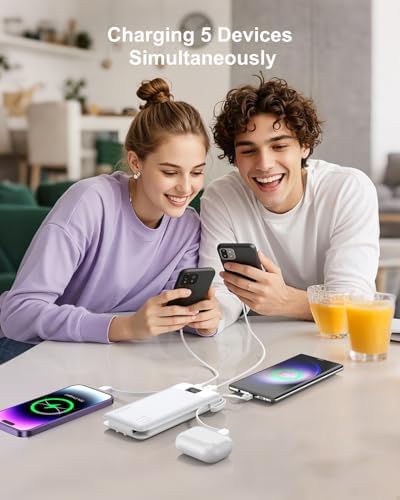 Revolutionize Your Charging Experience with ANOUV 10,000 m Ah Portable Power Bank – Built-in Cables & AC Plug for Fast, On-the-Go USB-C Charging, Compatible with i Phones and All Smart Devices – LED Display for Real-Time Battery Monitoring – The Ultimate Travel Essential for Efficiency and Convenience