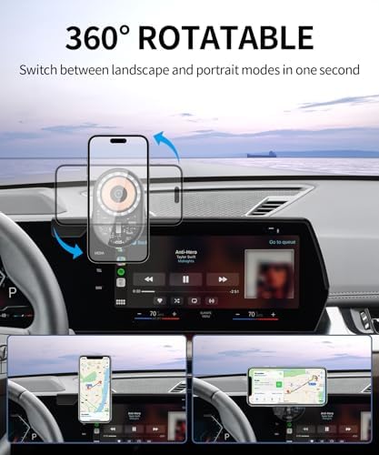 BMW X1 & X2 Premium Wireless Charging Phone Holder (2023-2025) – Mag Safe-Compatible 360° Rotating Smartphone Cradle for 10.7-Inch Screens – Enhance Navigation & Safety with Secure Clip Design for Optimal Stability