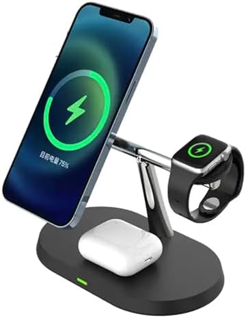 Revolutionize Your Charging Routine with the Supercharger Elite 3-in-1 Magnetic Charging Station for i Phone and Apple Watch – Rapidly Charges i Phone 15/14/13/12 Pro Max/Plus/Mini & Apple Watch Ultra 2/Series 9-3 – Stylish, Compact Design for Home or Travel – Perfect Wireless Charger for Streamlined Efficiency and Enhanced Compatibility