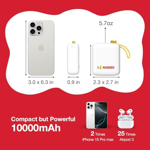 Ultra-Compact Gummy Bear Power Bank – 10,000 m Ah Fast-Charging USB-C Charger with 22.5 W Output for i Phone 15/16 & Samsung Galaxy – Dual Device Charging with Smart IC Protection for Safe, Efficient Energy Management