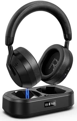 Elevate Your Listening Experience with Ensemble-TV Bluetooth 5.3 Wireless Headphones – Ergonomically Designed Over-Ear Comfort for Seniors, Zero Lip-Sync Delay for Seamless TV and Music Enjoyment – Sleek Black Finish, Perfect Gift for Audio Enthusiasts