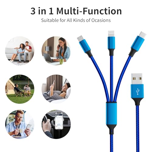 240 W 4-in-1 USB C Charging Cable – 6 FT Multi-Device Power Solution with LED Indicator for i Phone 16/15/14 Pro, Mac, i Pad, Samsung S25/S24 – Fast Charging Compatibility, Durable Design for Home & Travel