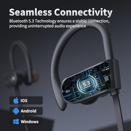 Premium IPX7 Waterproof Bluetooth 5.3 Earbuds – Wireless Sports Headphones with 16-Hour Playtime, Stereo Bass, and Secure Earhooks for Enhanced Performance in Running and Workouts – Ultimate Audio Freedom and Durability for Active Lifestyles