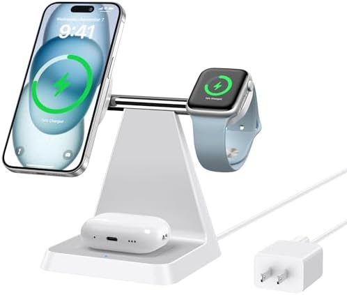 Revolutionize Your Charging Experience with the 3 in 1 Magnetic Wireless Charger – Fast, Compatible, and Space-Saving Solution for Smartphones, Smartwatches, and Earbuds