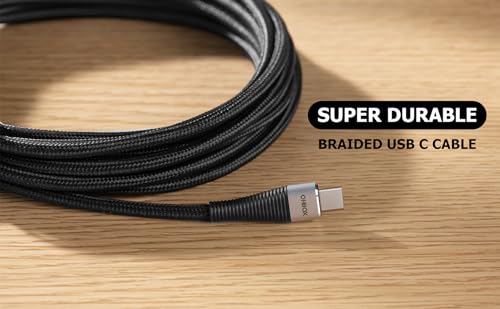 Ultra-Durable 15 ft USB C to USB C Cable – Rapid 100 W Charging & Lightning-Fast Data Transfer – Ideal for i Phone 16/15, Mac Book Pro/Air, Samsung Galaxy & More – Superior Braided Construction for Maximum Flexibility – Perfect for Home, Gaming, and Streaming Activities
