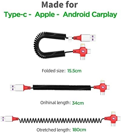 AICase 90 Degree Coiled Lightning Cable – 6 ft Flexible Nylon Charging Cord with Right Angle Design for Enhanced Gaming Experience, LED Indicator for Fast Charge & Data Syncing, Compatible with i Phone XS/XS Max/XR/X/8/8 Plus/7/7 Plus, i Pad Pro & More