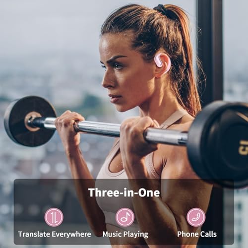 Revolutionary Pink AI Translator Earbuds – Bluetooth 5.4 Wireless Headphones for Instant 134 Language Communication – Perfect for Travel, Business Meetings, and Language Mastery – Boost Your Global Engagement and Conversations