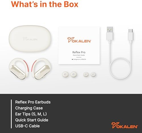 Experience Unmatched Audio Freedom with VOKALEN Reflex Pro Wireless Sport Earbuds – Superior Active Noise Cancellation, IP68 Waterproof Design, Ergonomic Secure Fit, and 50-Hour Battery Life for Uninterrupted Workouts and Leisure Activities (Black)