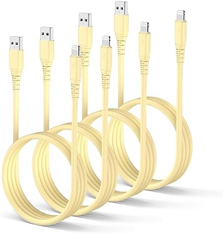 4 Pack 3 ft Apple MFi Certified Lightning to USB Charging Cables – Fast, Durable, and Tangle-Free Cords for i Phone 14/14 Max/13/13 Pro Max/12 Mini/11/11 Pro/XS/XR/8/7/6 s/5 S and i Pad – Reliable Performance for Home, Office, and Travel
