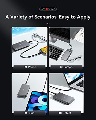 Ultra-Durable SETMSPACE NVME Enclosure – 10 Gbps SSD Adapter for M-Key Drives, Solid Aluminium Alloy Case with USB C/A Cables, Supports 2230/2242/2260/2280 Sizes, Enhanced Portability and Robust Performance in Sleek Grey Design