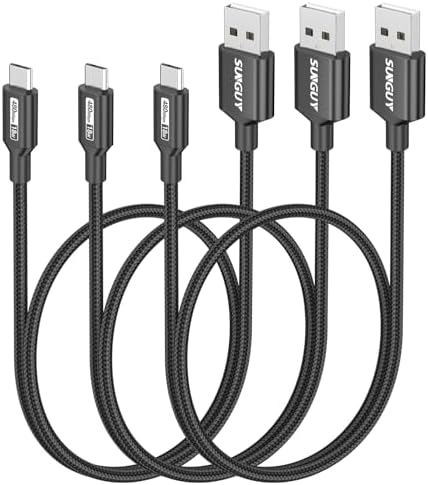 SUNGUY Micro USB Cable 1.5FT, [10-Pack] Short Braided USB 2.0 Micro Android Charger Fast Charging & Data Sync Cord Compatible with Samsung Galaxy S6 S7 Edge Note 5, Tab 4, PS4, Kindle and More – Enhanced Compatibility and Speed