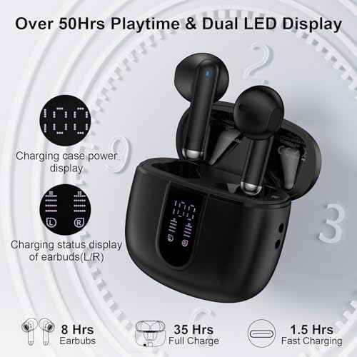 Experience Unmatched Audio Clarity with Bluetooth 5.3 Wireless Earbuds – 60-Hour Battery Life for Extended Enjoyment, IPX7 Waterproof for the Active Lifestyle, Ergonomic Design for Ultimate Comfort, Dual LED Battery Indicator for Easy Monitoring, Perfectly Compatible with Samsung Galaxy A Series & i Phone 16/15 Series – Tailored for Audiophiles and Fitness Aficionados