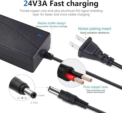 Universal 24 V DC Power Supply Adapter – 3 A AC to DC Converter for Versatile Applications Including LED Strips, CCTV, Printers, and Monitors – Global Voltage Capability with Secure 5.5 mm x 2.5 mm/2.1 mm Connectors – Optimized for 5050 & 3528 LED Efficiency – Advanced Voltage Regulation for Superior Device Performance and Longevity