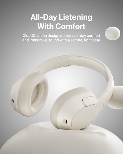 Belkin Sound Form Isolate Bluetooth Over-Ear Headphones – Premium Hybrid Active Noise Cancelling Technology for Immersive Audio, Luxurious Cloud Cushion Design for All-Day Comfort, Unmatched 60-Hour Battery Life with Quick Charge, Advanced Bluetooth 5.4 Connectivity for Crystal-Clear Sound – Ideal for Travel, Home, and Office Use in Elegant Sand Finish