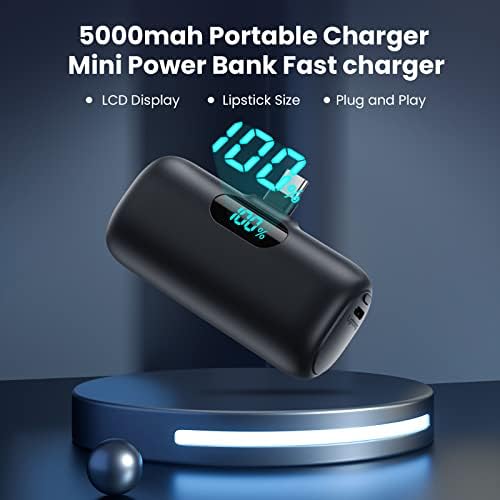 Ultra-Compact 5000 m Ah Power Bank – High-Speed USB-C Mini Portable Charger with LCD Display, Perfect for i Phone 16/15 Series & Android Devices – Lightweight Battery Pack for Travel and Daily Use, Enhanced Compatibility & Fast Charging Solutions