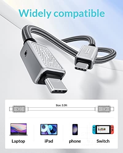 PHIXERO 240 W USB C to C Cable – Premium Zine Alloy, 3.3 Ft for High-Speed Charging & Data Transfer – Universal Compatibility for Laptops, Smartphones & Tablets – Durable & Flexible Design for Home & Office Use